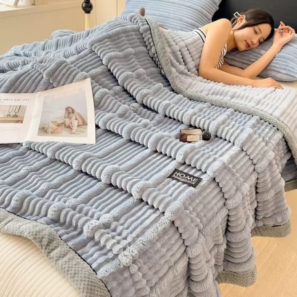 Manta textura acanelado con borde