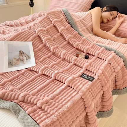 Manta textura acanelado con borde