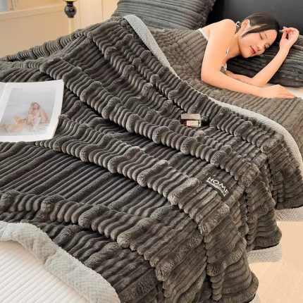 Manta textura acanelado con borde